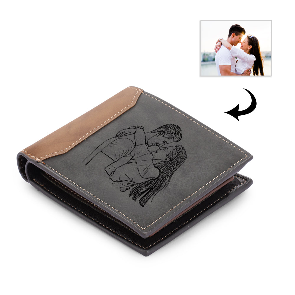 Individuelles Foto Portemonnaie für Männer, grau, personalisierte Geschenke