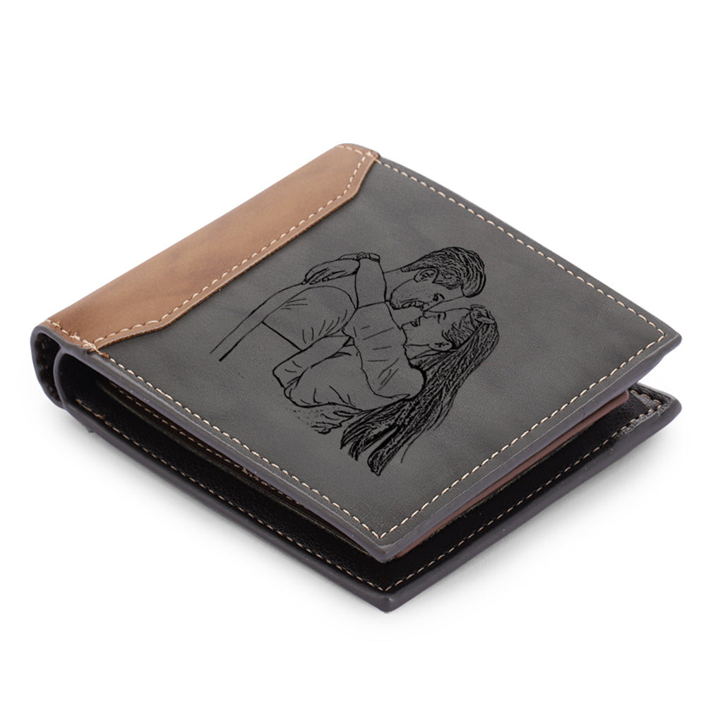 Individuelles Foto Portemonnaie für Männer, grau, personalisierte Geschenke