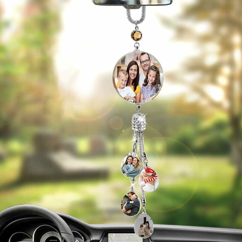 Personalisierter Fotoanhänger - Glückskristall-Autoanhänger, Geschenk für Ihre Liebsten
