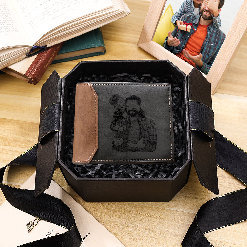 Individuelles Foto Portemonnaie für Männer, grau, personalisierte Geschenke