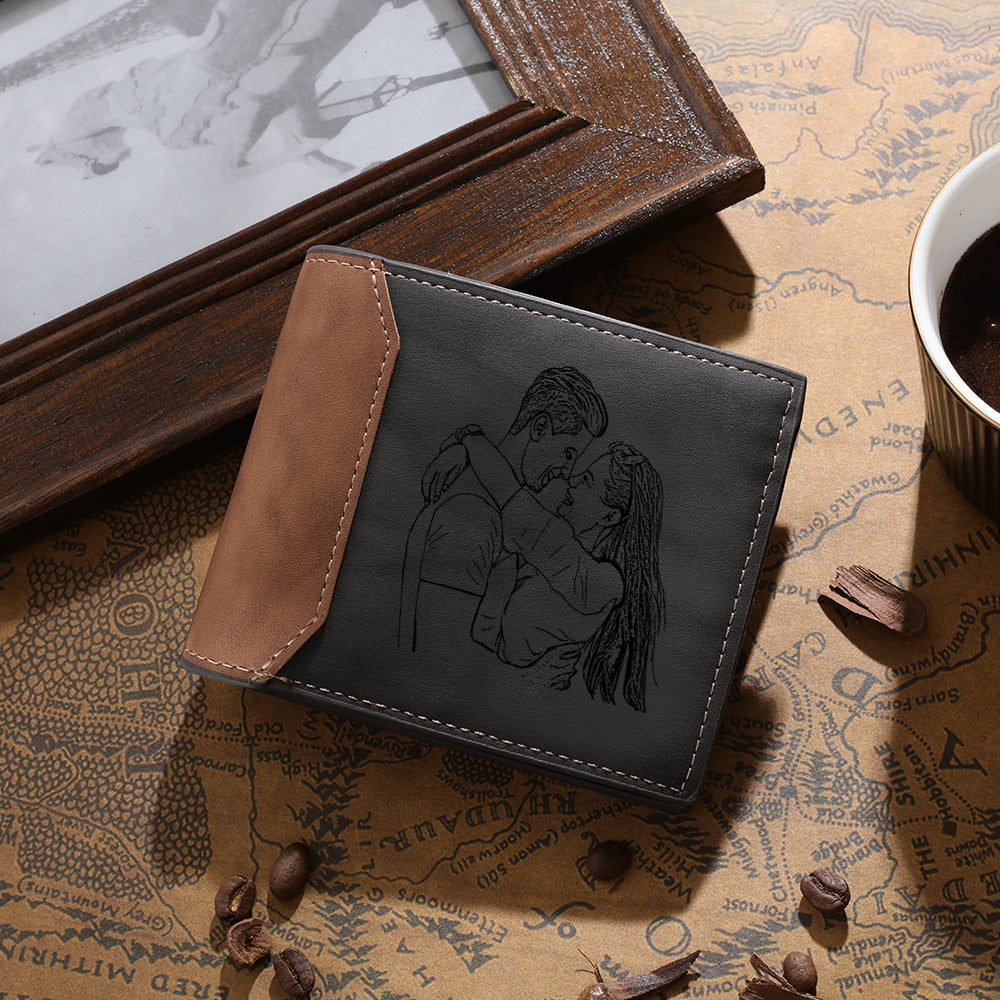 Individuelles Foto Portemonnaie für Männer, grau, personalisierte Geschenke