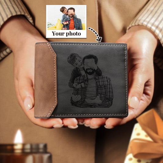 Individuelles Foto Portemonnaie für Männer, grau, personalisierte Geschenke