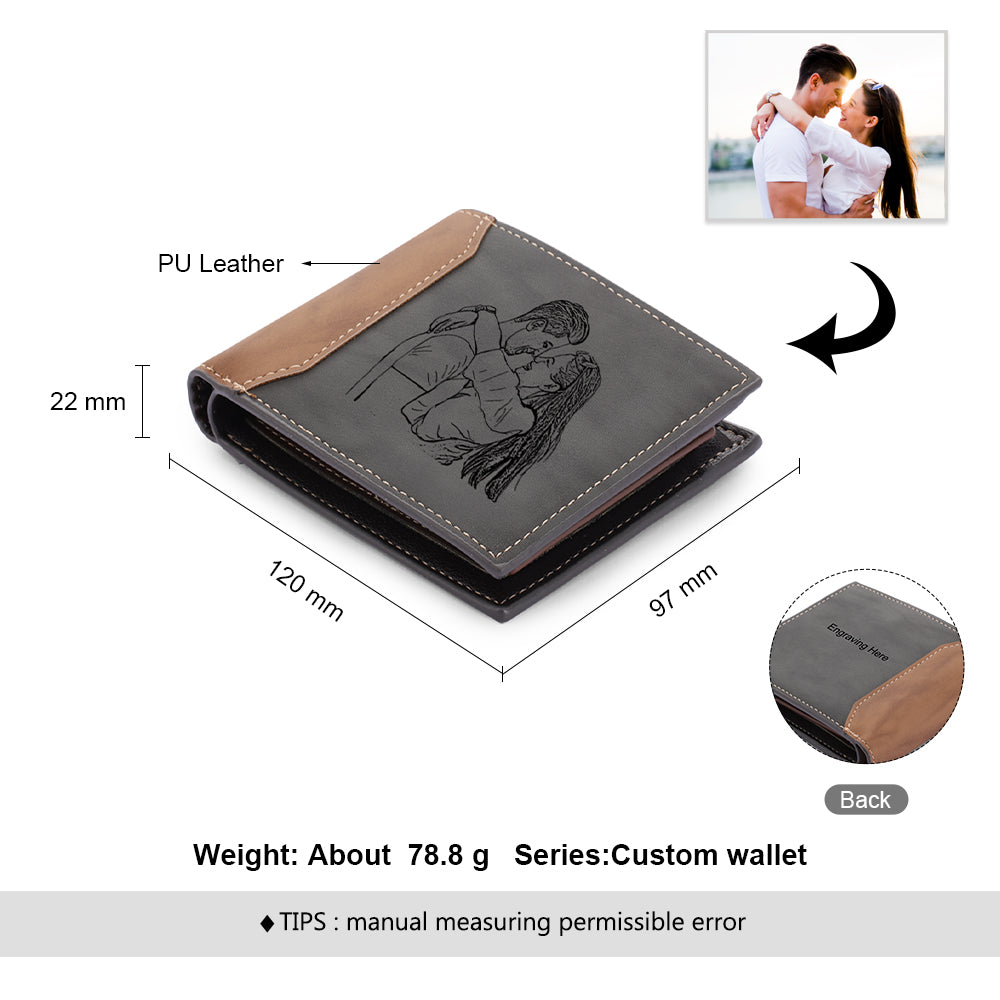 Individuelles Foto Portemonnaie für Männer, grau, personalisierte Geschenke